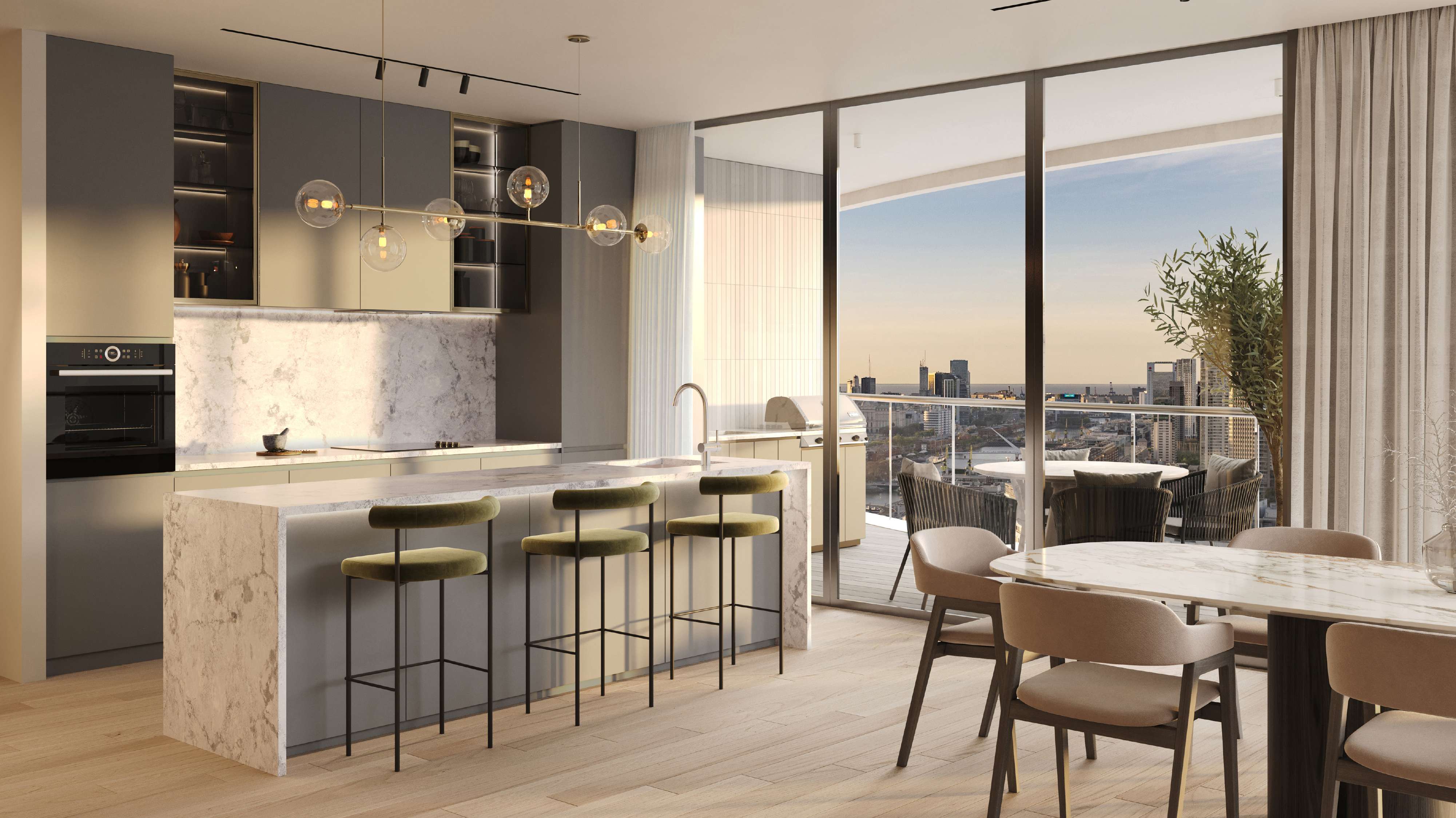 Interiores de alta gama - living con vistas panorámicas